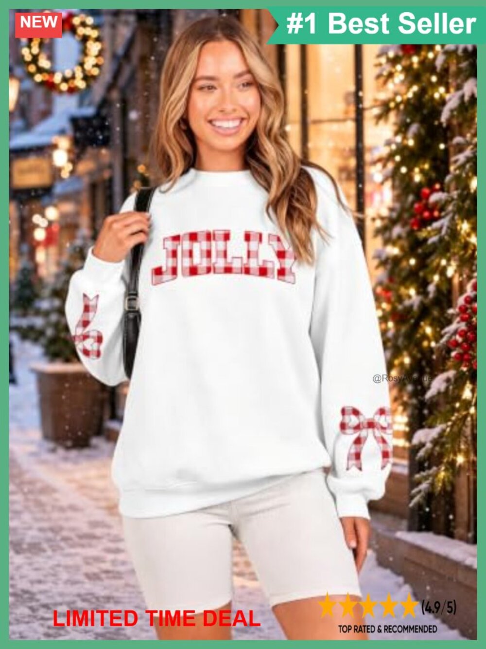 Women's Christmas Cat Sequin Embroidered Crewneck Sweatshirt Pullover - Picture 3 of 6
